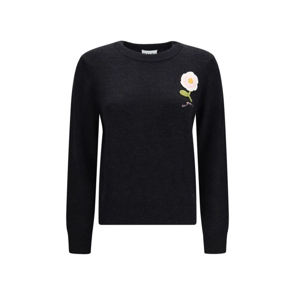 Ganni Women Ganni Women Wool Sweater With Crochet Flower